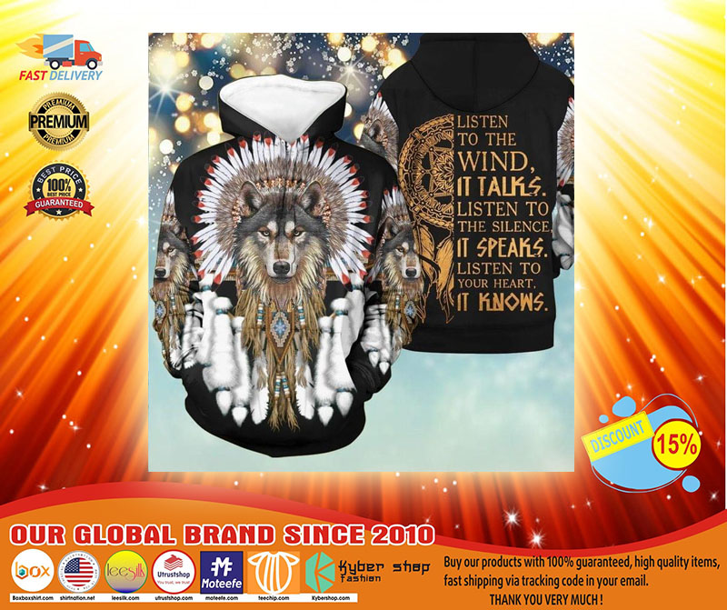 Wolf listen to the wind 3D hoodie 3 Wolf listen to the wind D hoodie