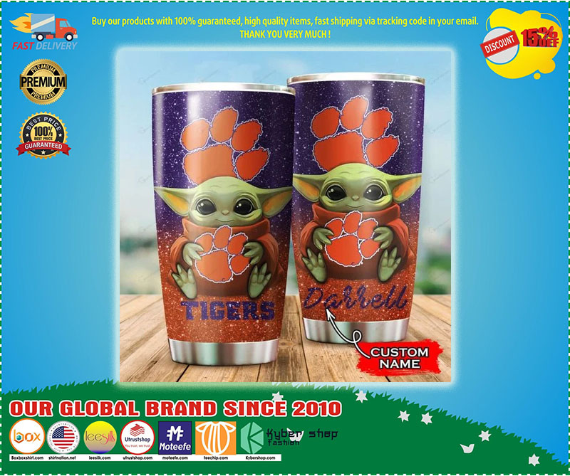 Clemson Tigers Baby Yoda Custom Name Tumbler 4 Clemson Tigers Baby Yoda Custom Name Tumbler