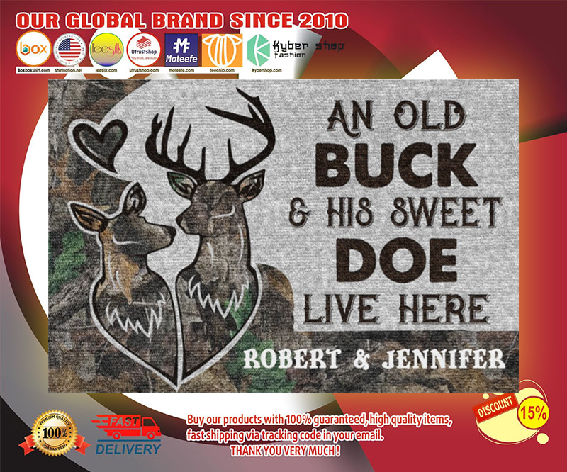 Deer an old buck and his sweet doe live here doormat 3 Deer an old buck and his sweet doe live here doormat