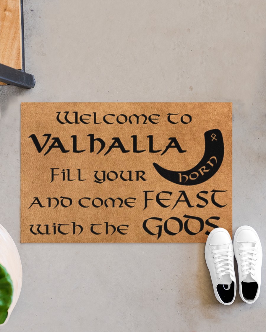 Vikings welcome to valhalla fill your horn doormat 4 Vikings welcome to valhalla fill your horn doormat