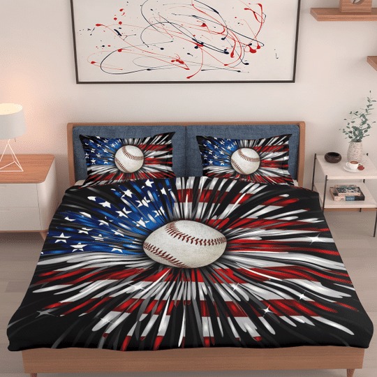 Baseball american flag bedding set 2 Baseball american flag bedding set