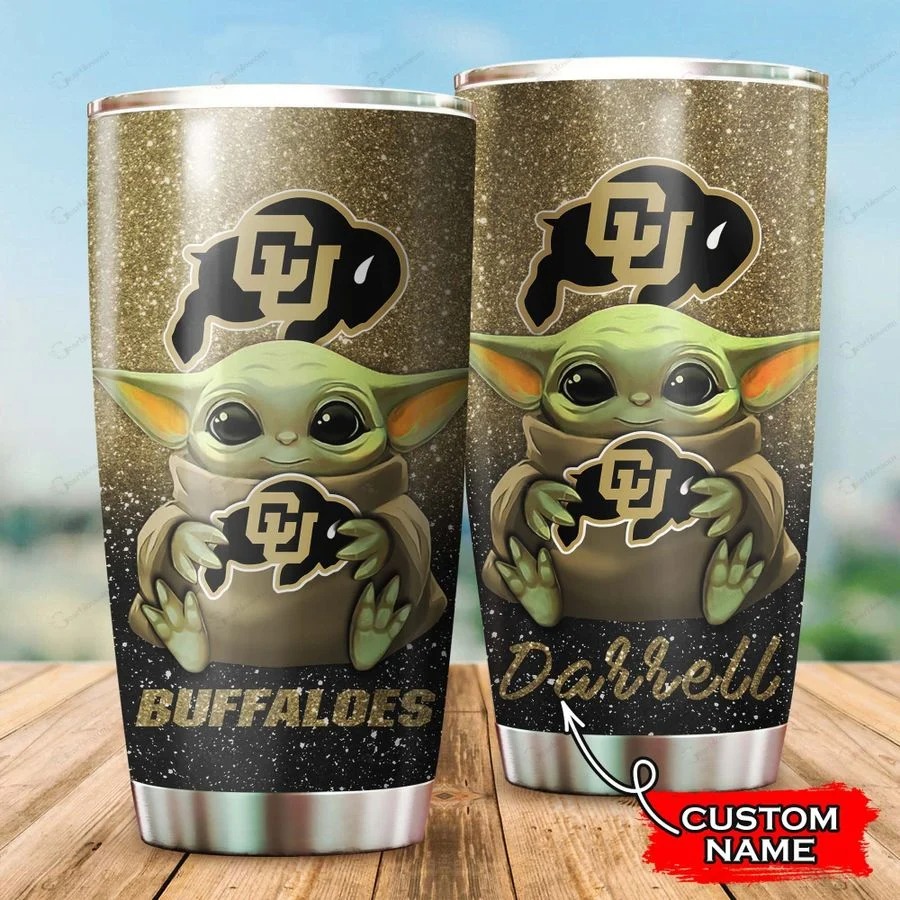Colorado Buffaloes Baby Yoda Custom Name Tumbler
