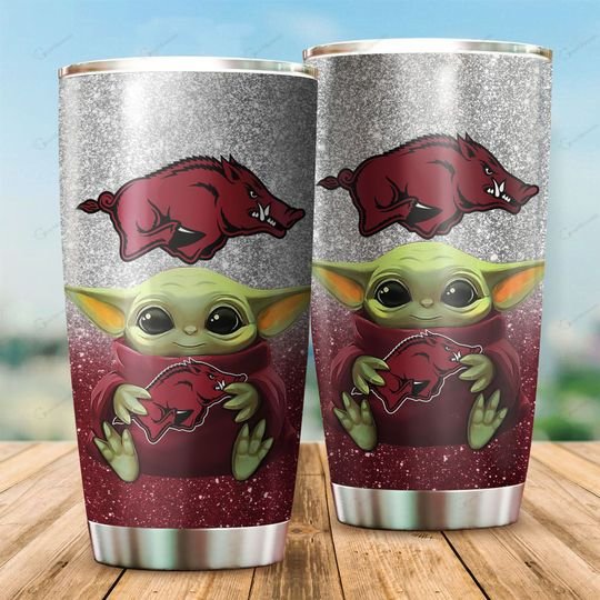 Arkansas Razorbacks Baby Yoda Tumbler
