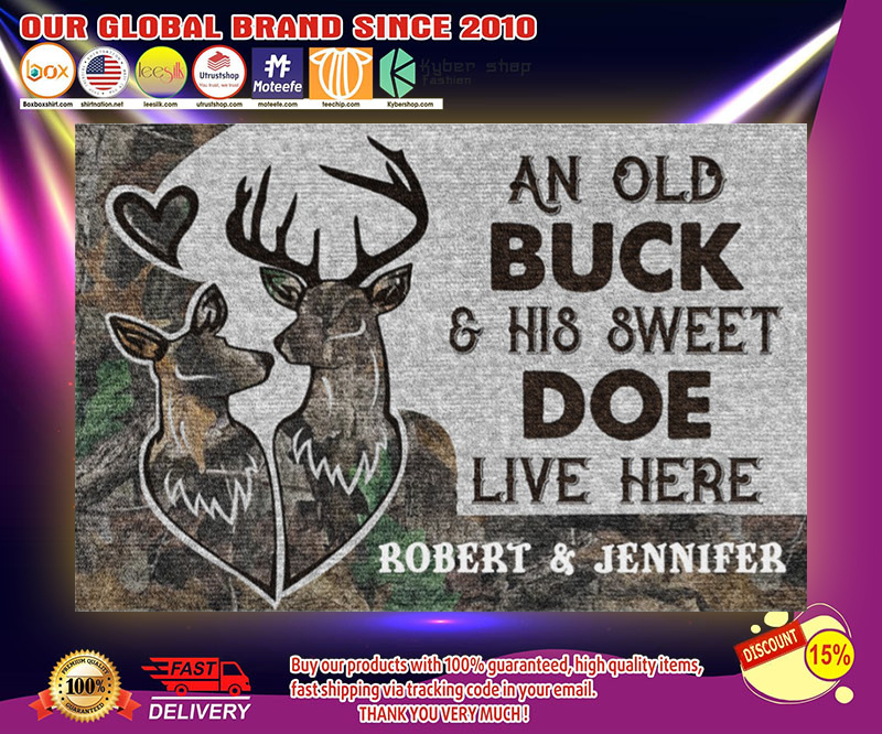 Deer an old buck and his sweet doe live here doormat 4 Deer an old buck and his sweet doe live here doormat