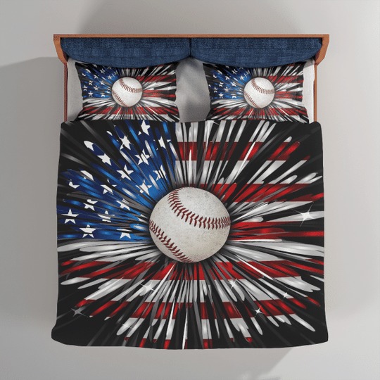 Baseball american flag bedding set 3 Baseball american flag bedding set
