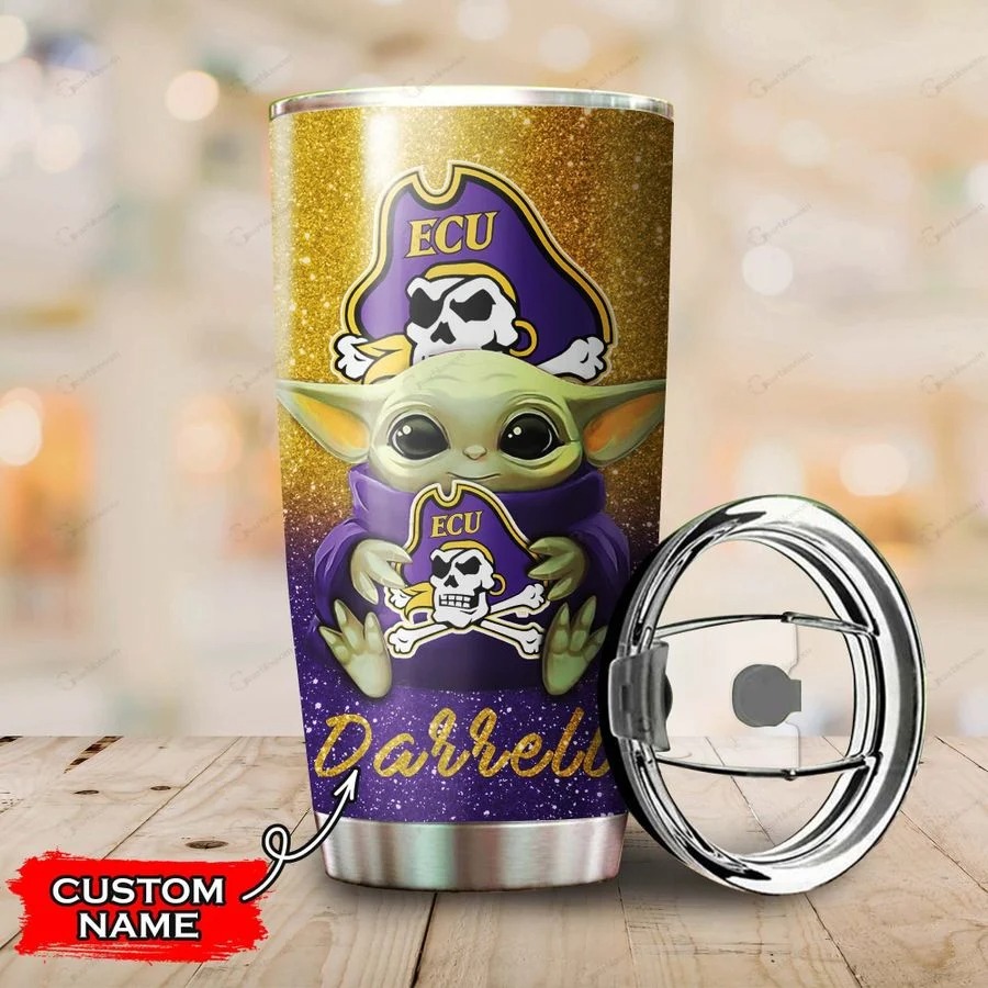 East Carolina Pirates Baby Yoda Custom Name Tumbler 2 East Carolina Pirates Baby Yoda Custom Name Tumbler