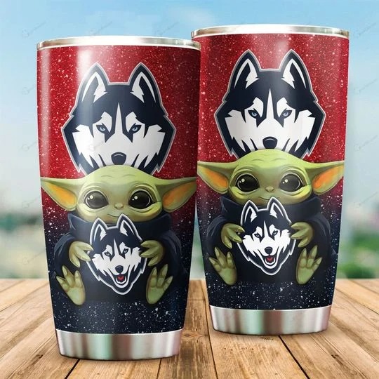 Connecticut Huskies Baby Yoda Tumbler 3 Connecticut Huskies Baby Yoda Tumbler