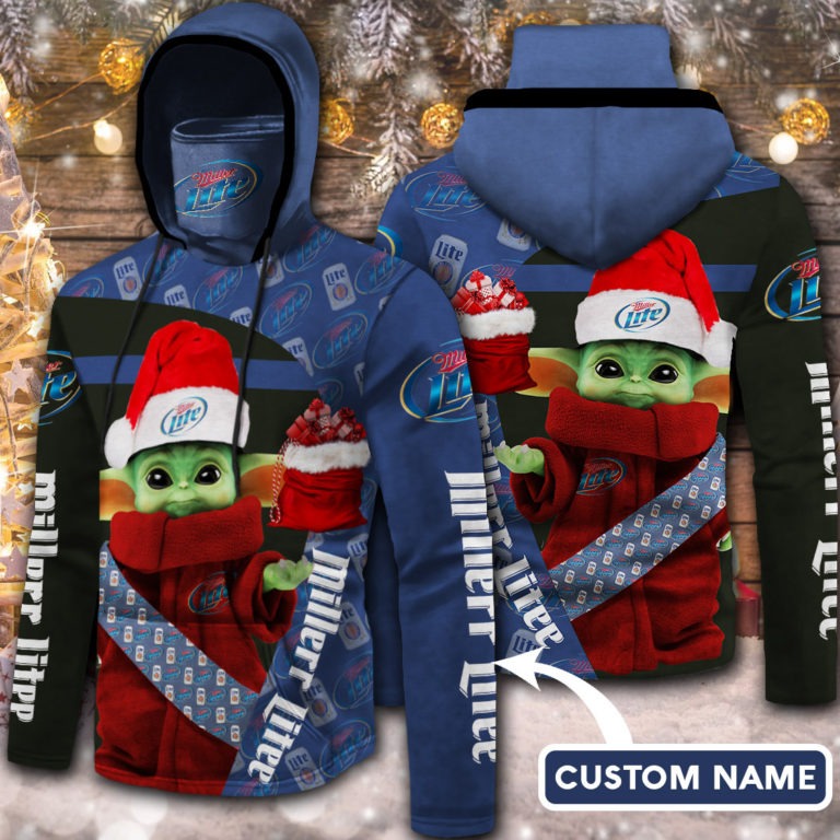 Baby Yoda miller lite 3D Hoodie custom name no gaiter 11 BabyYodamillerliteDHoodiecustomnamenogaiter
