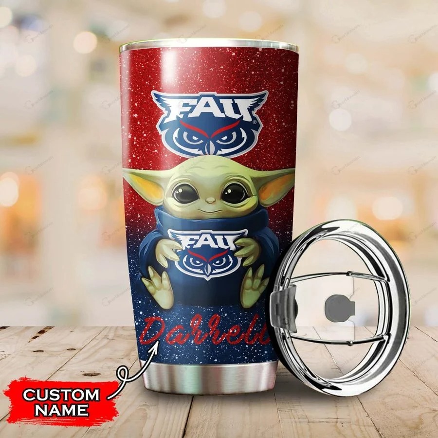 Florida Atlantic Owls Baby Yoda Custom Name Tumbler 2 Florida Atlantic Owls Baby Yoda Custom Name Tumbler