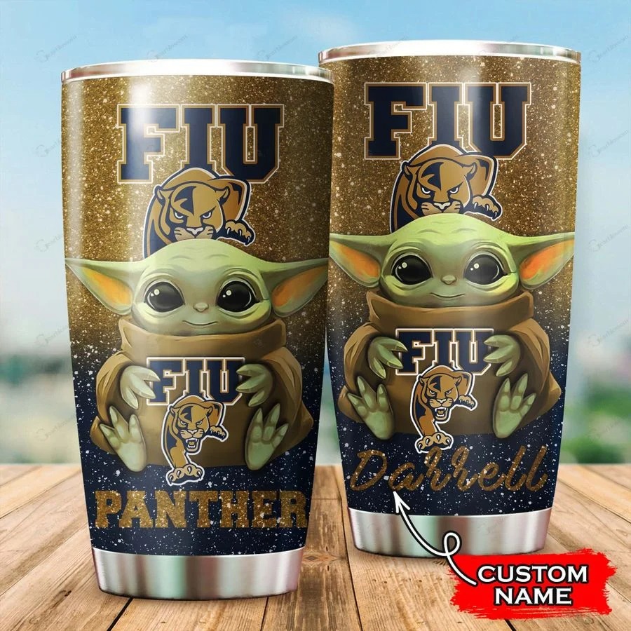FIU Panthers Baby Yoda Custom Name Tumbler