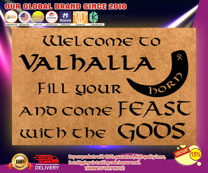 Vikings welcome to valhalla fill your horn doormat 4 Vikings welcome to valhalla fill your horn doormat