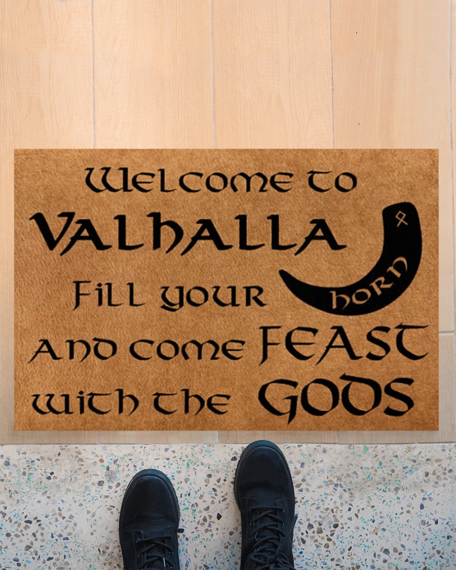 Vikings welcome to valhalla fill your horn doormat 3 Vikings welcome to valhalla fill your horn doormat