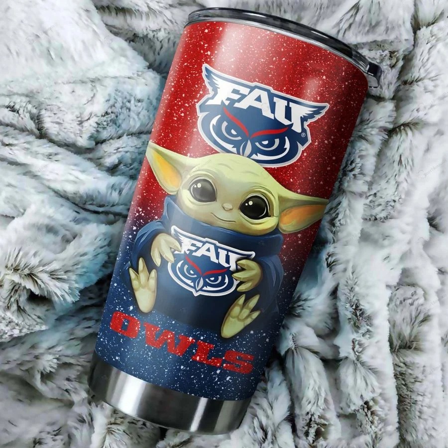 Florida Atlantic Owls Baby Yoda Custom Name Tumbler 3 Florida Atlantic Owls Baby Yoda Custom Name Tumbler