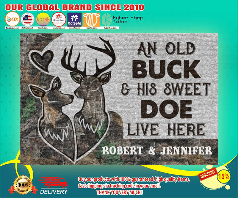 Deer an old buck and his sweet doe live here doormat 2 Deer an old buck and his sweet doe live here doormat