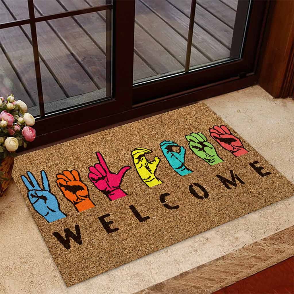 American Sign Language Welcome doormat