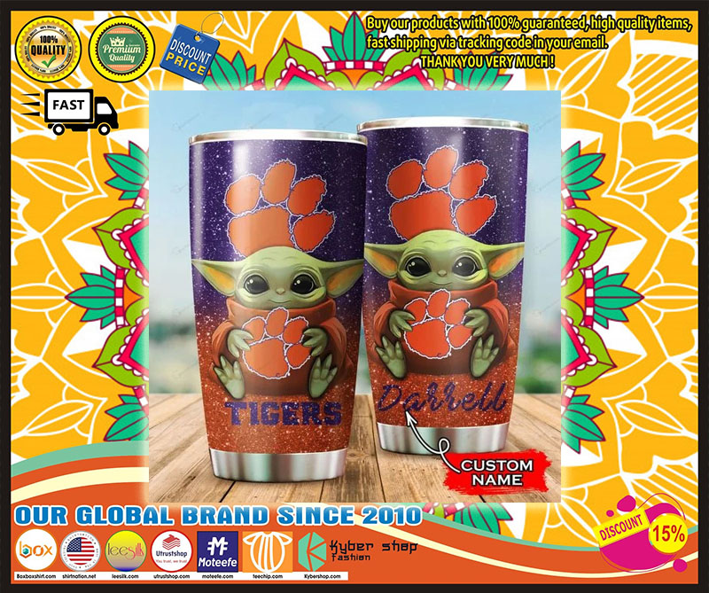 Clemson Tigers Baby Yoda Custom Name Tumbler 5 Clemson Tigers Baby Yoda Custom Name Tumbler