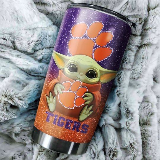 Clemson Tigers Baby Yoda Custom Name Tumbler 3 Clemson Tigers Baby Yoda Custom Name Tumbler