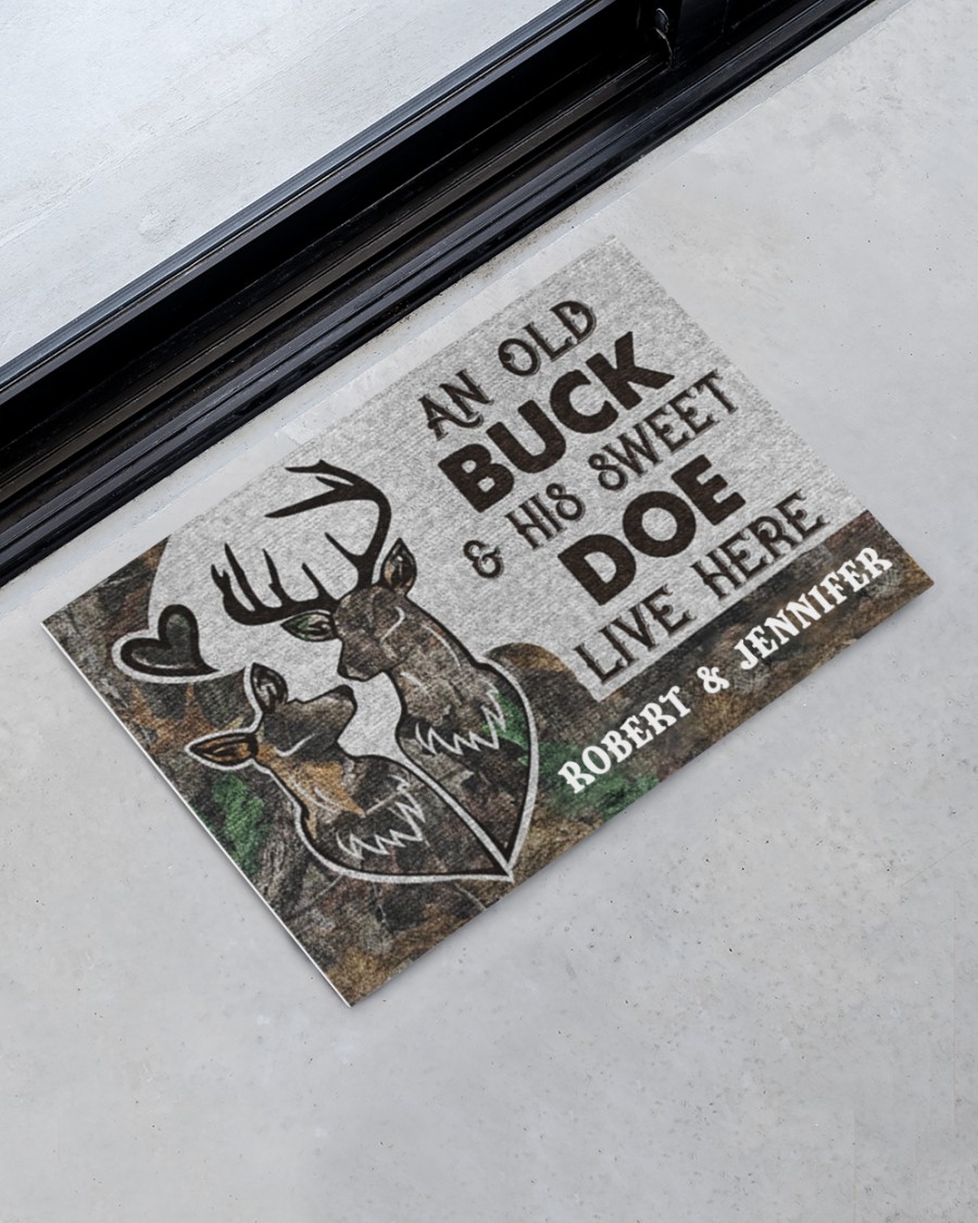 An old buck and his sweet doe live here custom name doormat 4 An old buck and his sweet doe live here custom name doormat