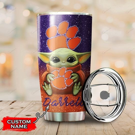 Clemson Tigers Baby Yoda Custom Name Tumbler 2 Clemson Tigers Baby Yoda Custom Name Tumbler