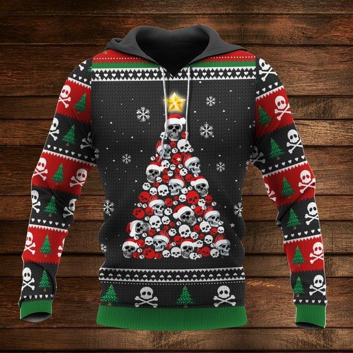 Christmas tree skull santan claus 3d hoodie 1 Christmastreeskullsantanclausdhoodie