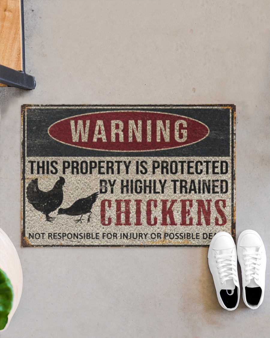 Warning this property is protected by highly trained chickens doormat 3 Warning this property is protected by highly trained chickens doormat