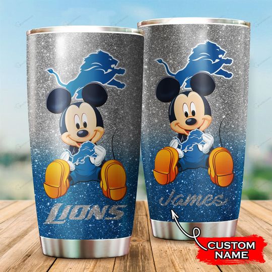 Detroit Lions Mickey Mouse Custom Name Tumbler