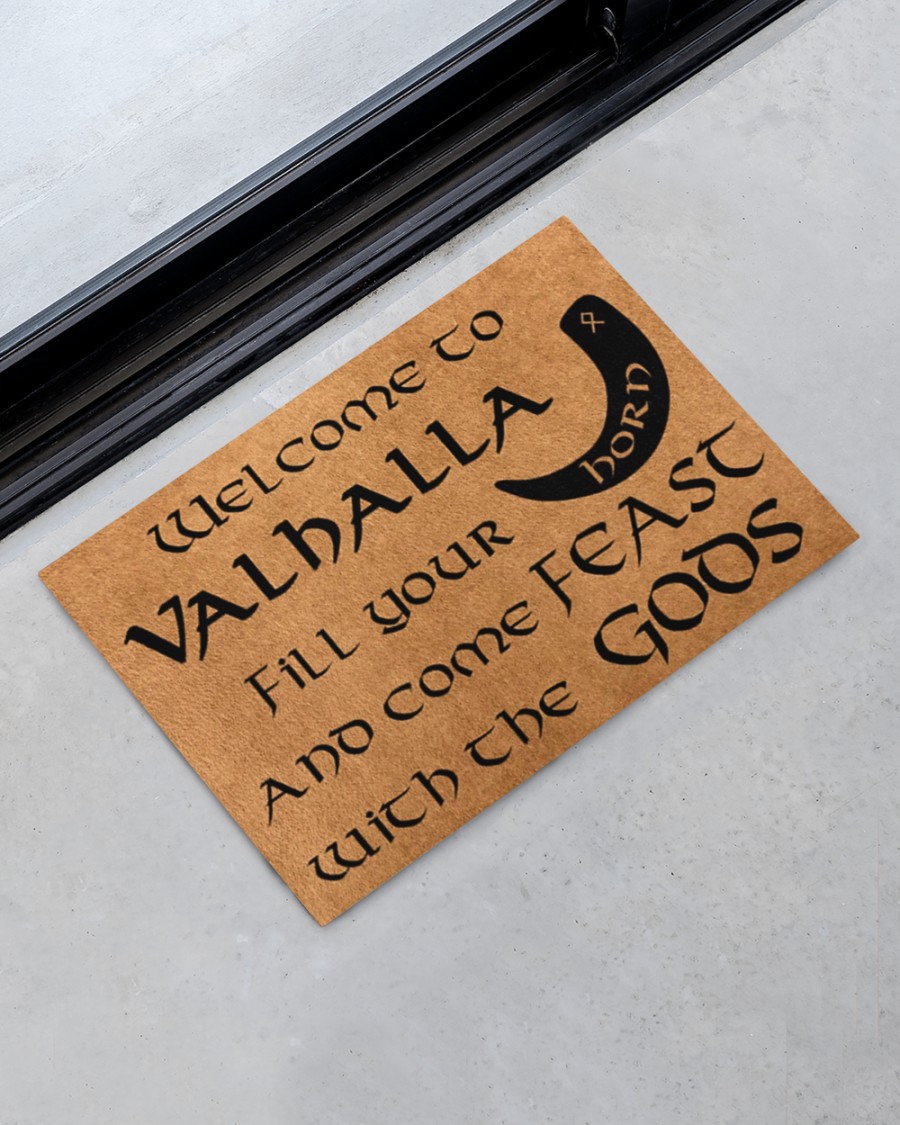 Vikings welcome to valhalla fill your horn doormat 2 Vikings welcome to valhalla fill your horn doormat