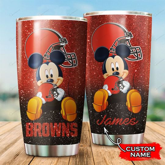 Cleveland Browns Mickey Mouse Custom Name Tumbler