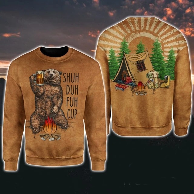 Camping bear 3D hoodie 3 Camping bear D hoodie
