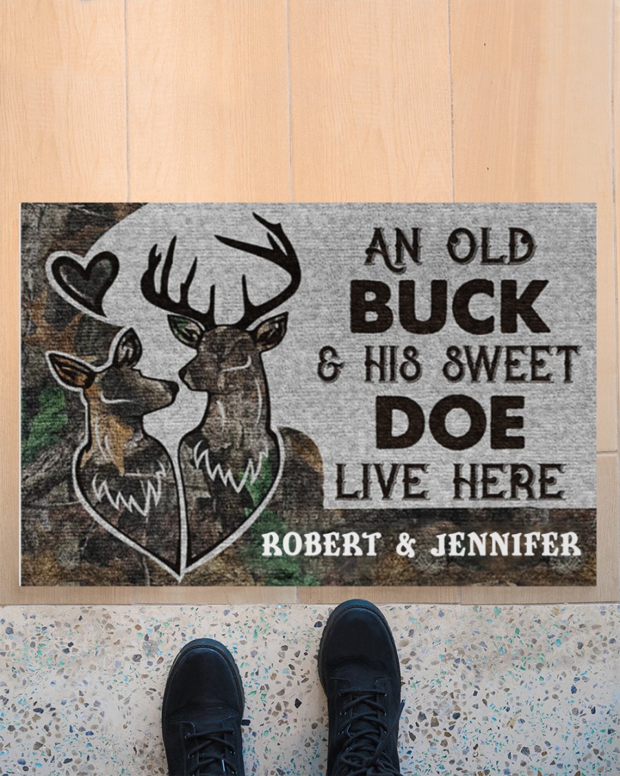 An old buck and his sweet doe live here custom name doormat 3 An old buck and his sweet doe live here custom name doormat