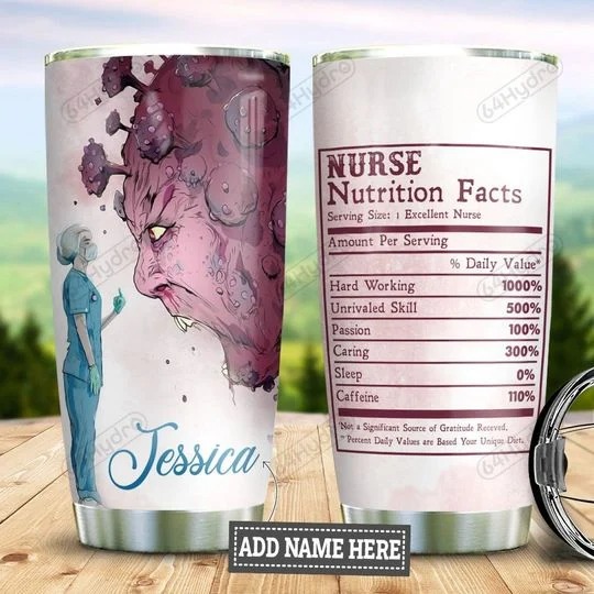 Personalized Brave Nurse Nutrition FactsTumbler