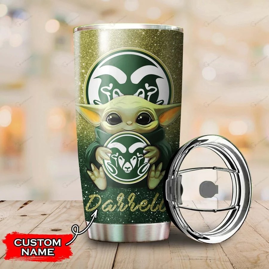 Colorado State Rams football Baby Yoda Custom Name Tumbler 2 Colorado State Rams football Baby Yoda Custom Name Tumbler