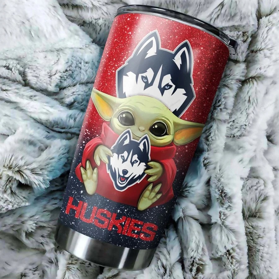 Connecticut Huskies Baby Yoda Custom Name Tumbler 3 Connecticut Huskies Baby Yoda Custom Name Tumbler