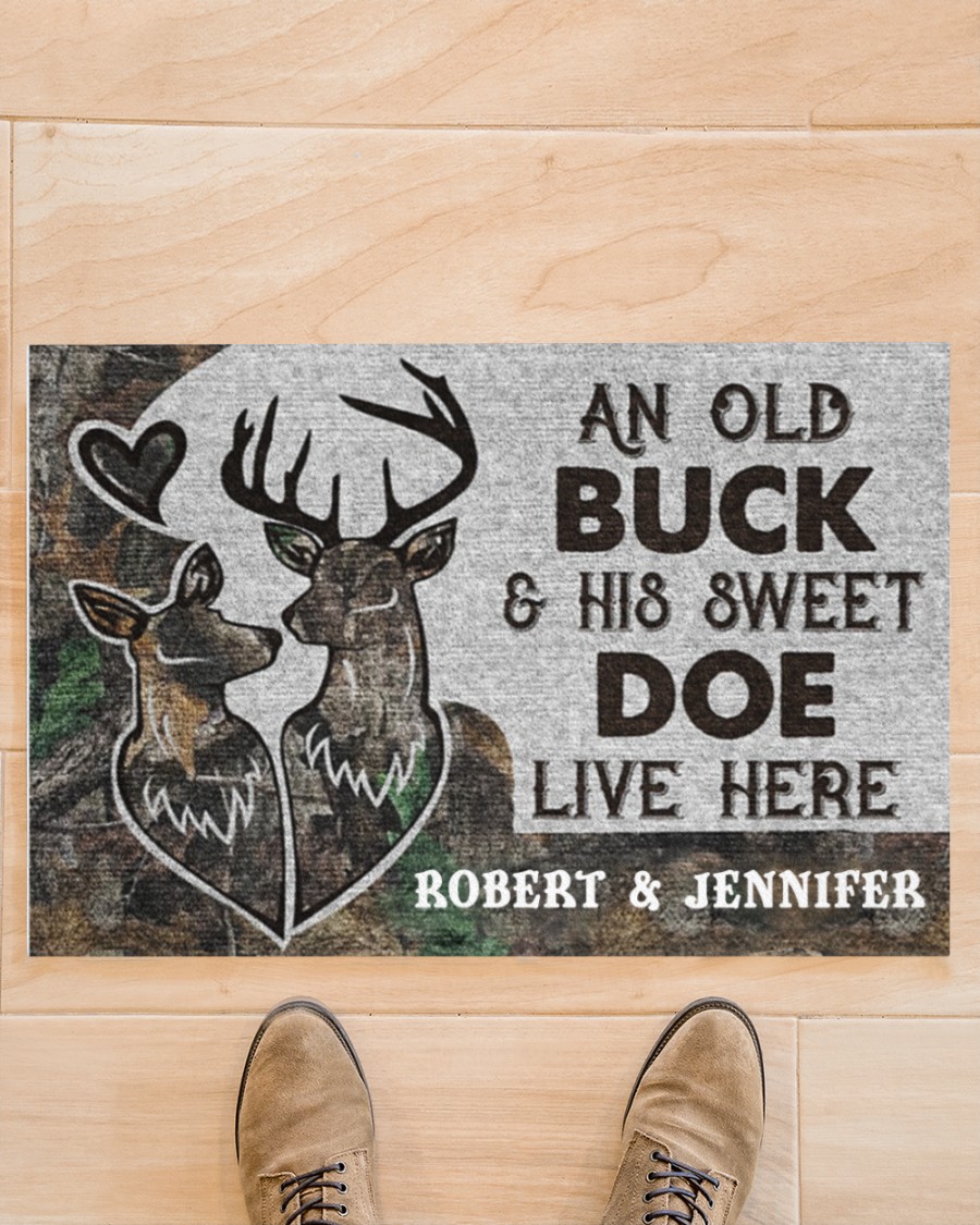 An old buck and his sweet doe live here custom name doormat 2 An old buck and his sweet doe live here custom name doormat