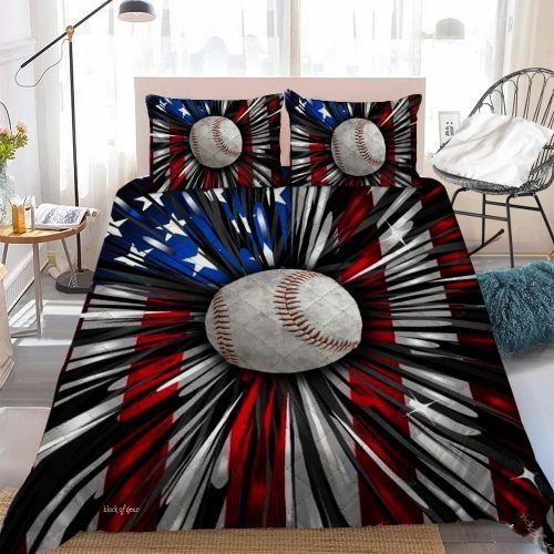 Baseball american flag bedding set 4 Baseball american flag bedding set