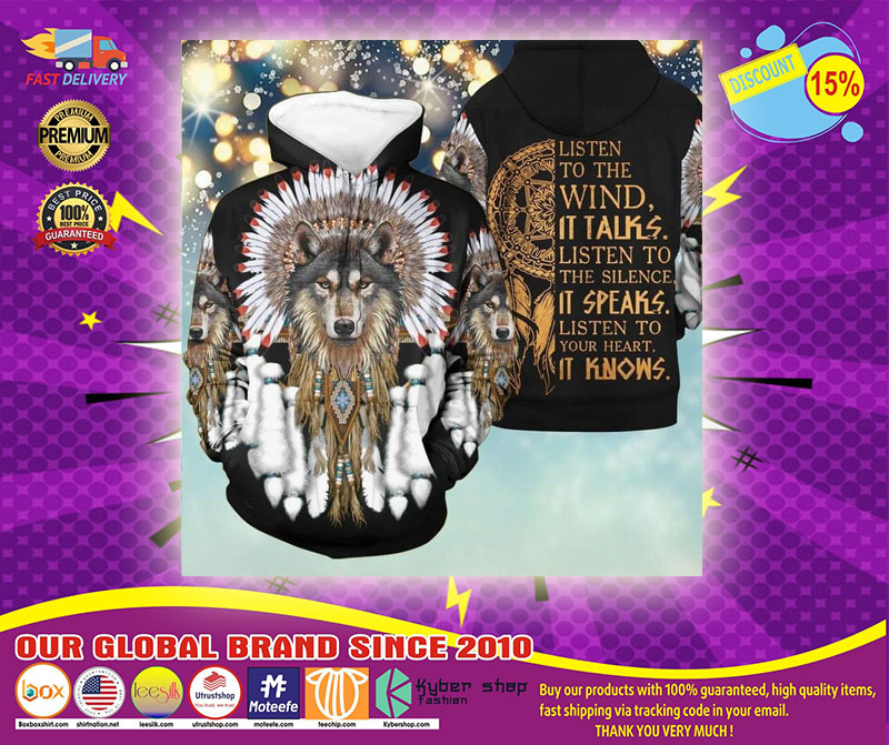 Wolf listen to the wind 3D hoodie 5 Wolf listen to the wind D hoodie