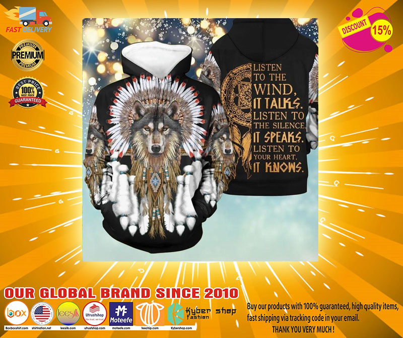 Wolf listen to the wind 3D hoodie 4 Wolf listen to the wind D hoodie