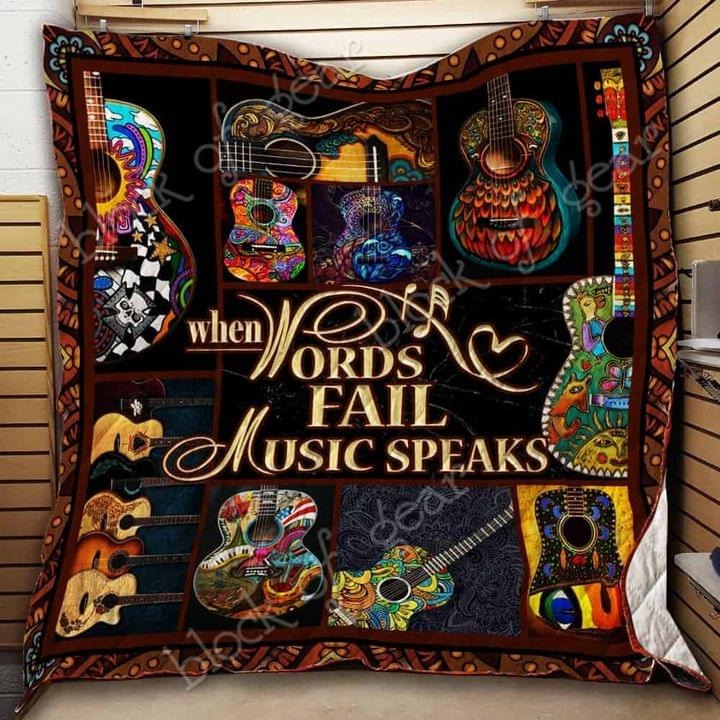 Guitar When words fail music speaks quilt