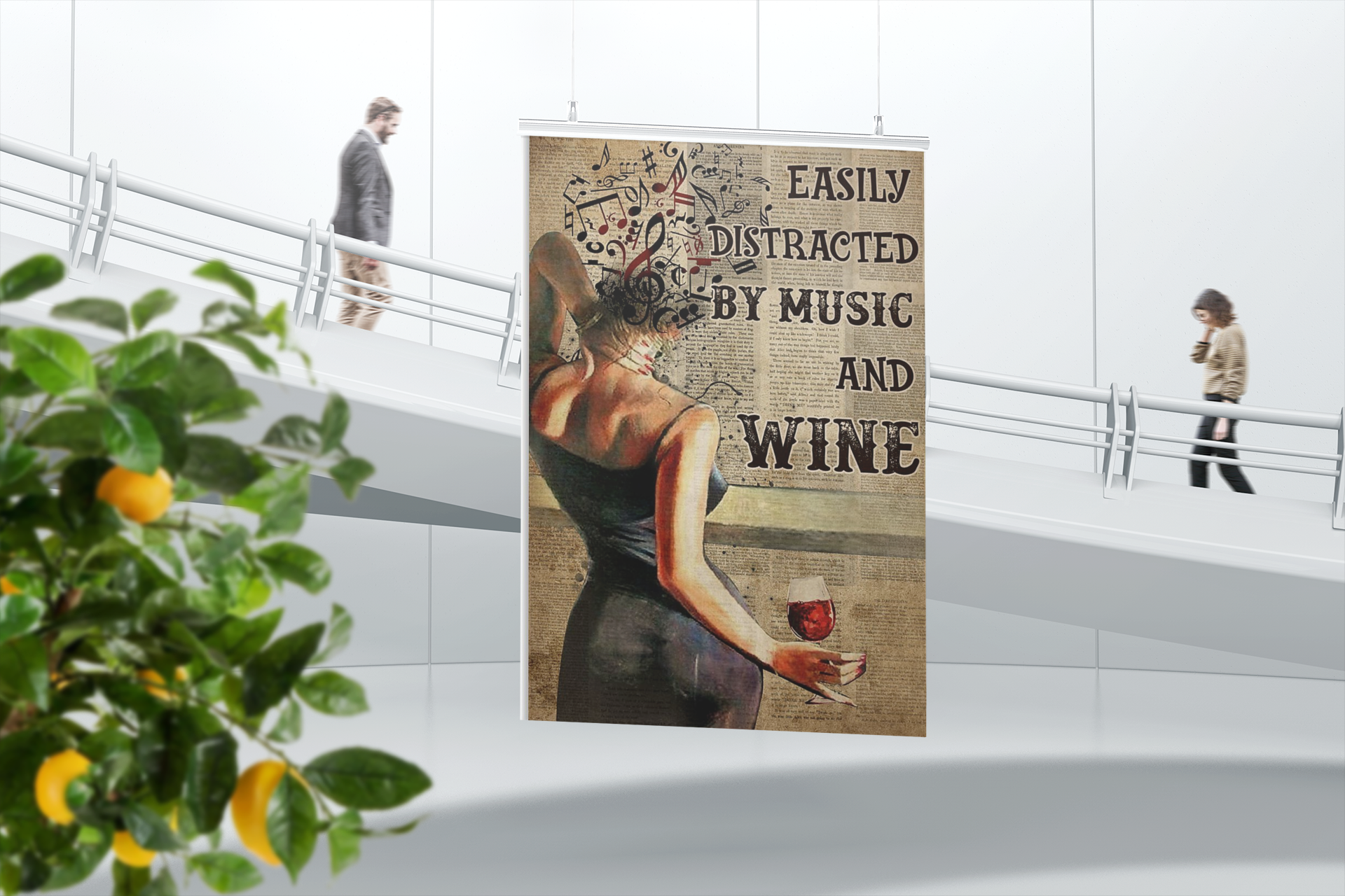 Girl easily distracted by music and wine poster 4 Girl easily distracted by music and wine poster