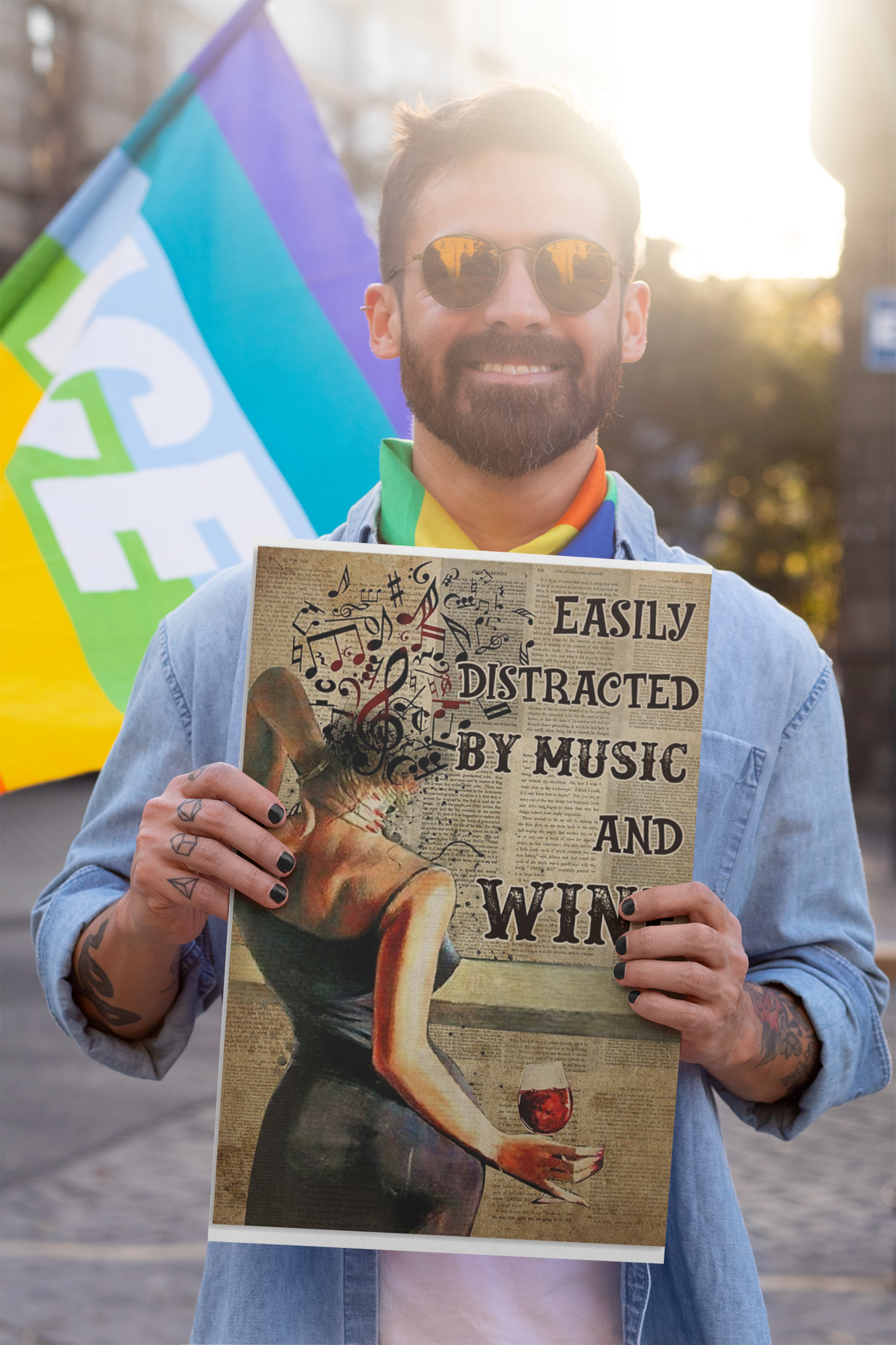 Girl easily distracted by music and wine poster 2 Girl easily distracted by music and wine poster