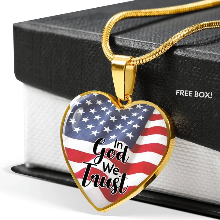 In god we trust american flag custom name necklace