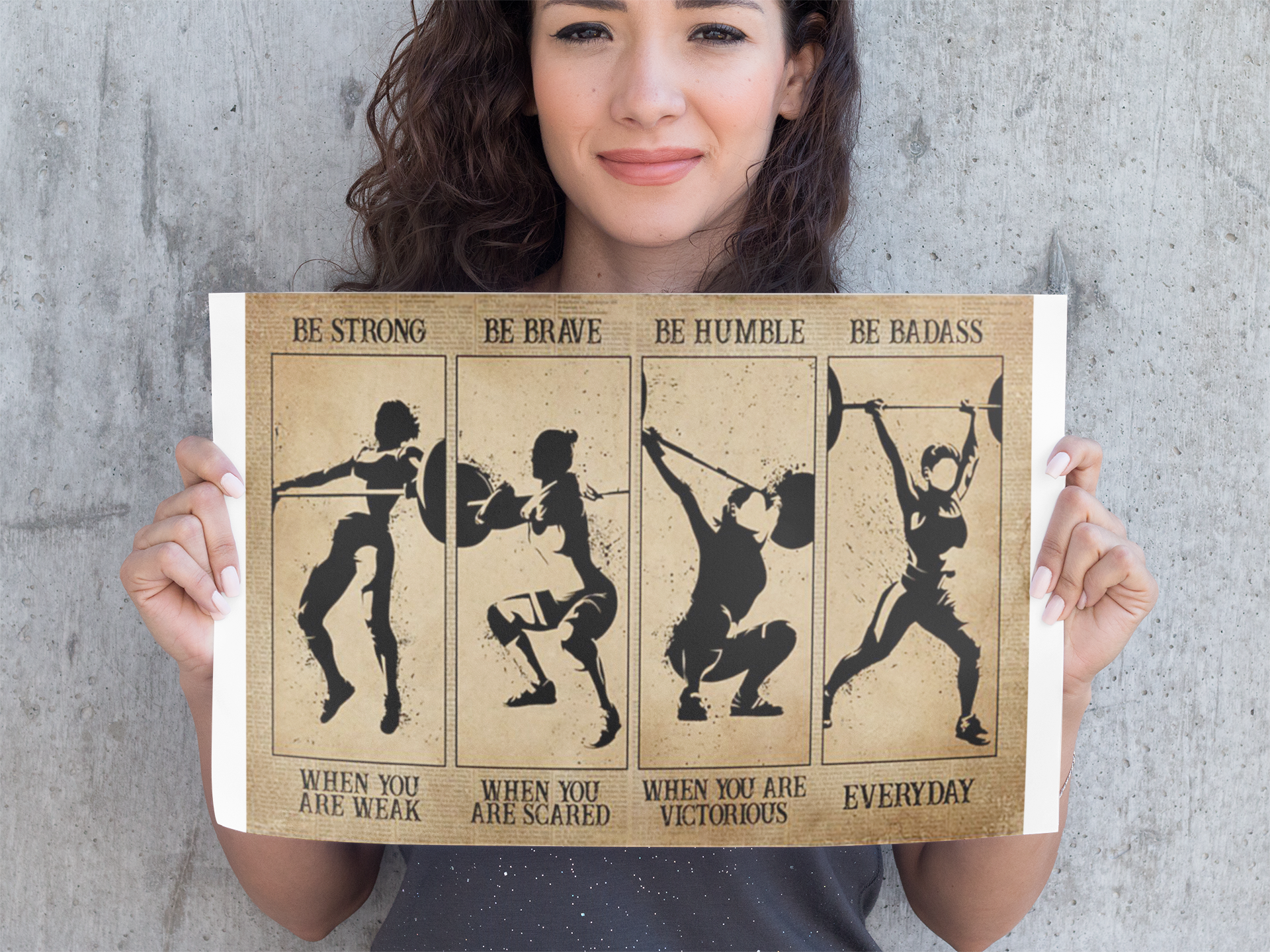 Women Weightlifting be strong be brave be humble be badass poster 3 Women Weightlifting be strong be brave be humble be badass poster