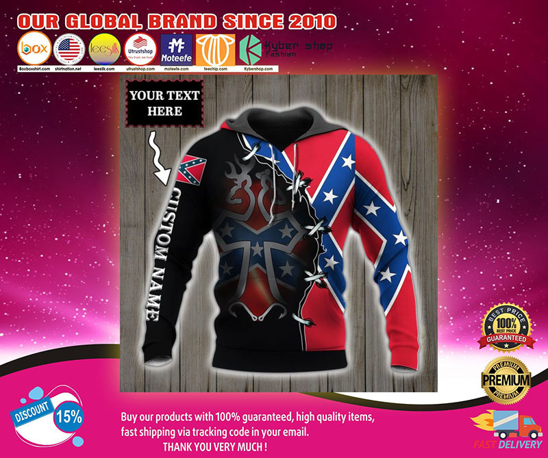 Deer Southern Confederate battle flag custom personalized name d over print hoodie