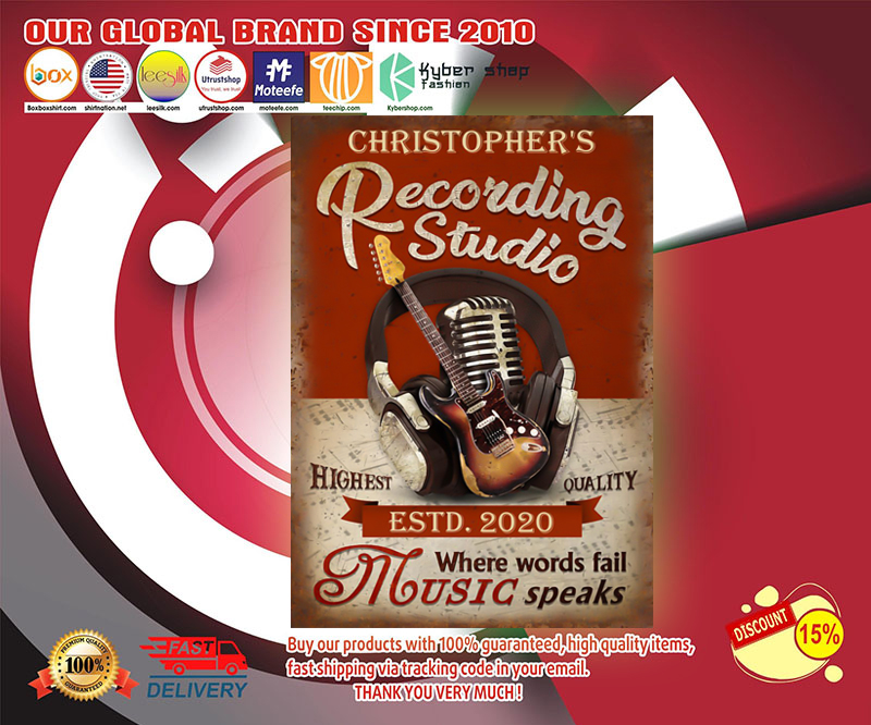 Guitar recording studio where words fail music speaks custom name poster 4 Guitar recording studio where words fail music speaks custom name poster