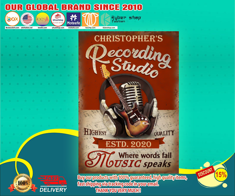 Guitar recording studio where words fail music speaks custom name poster 2 Guitar recording studio where words fail music speaks custom name poster