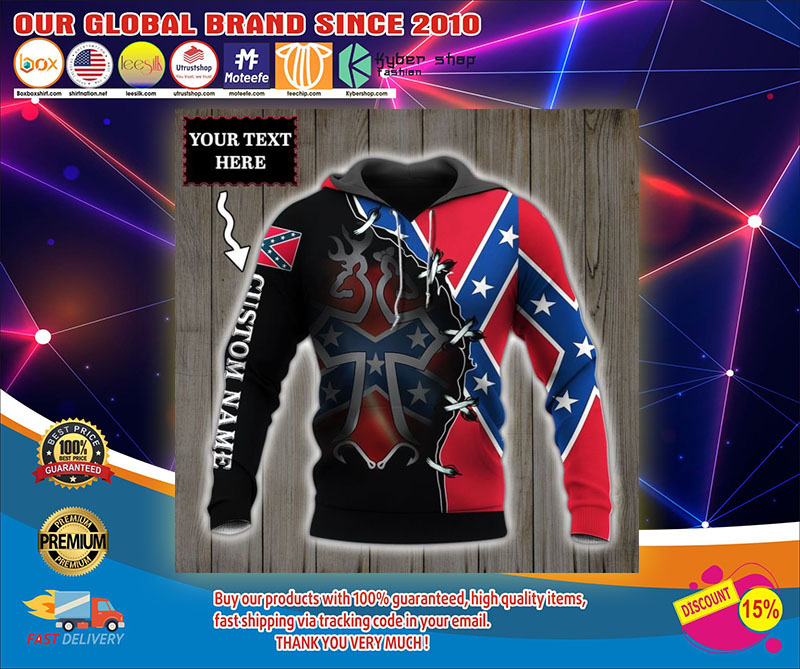 Deer Southern Confederate battle flag custom personalized name 3d over print hoodie 4 Deer Southern Confederate battle flag custom personalized name d over print hoodie