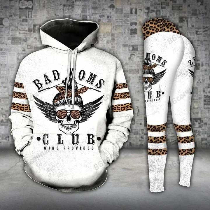 Skull bad moms club hoodie and legging