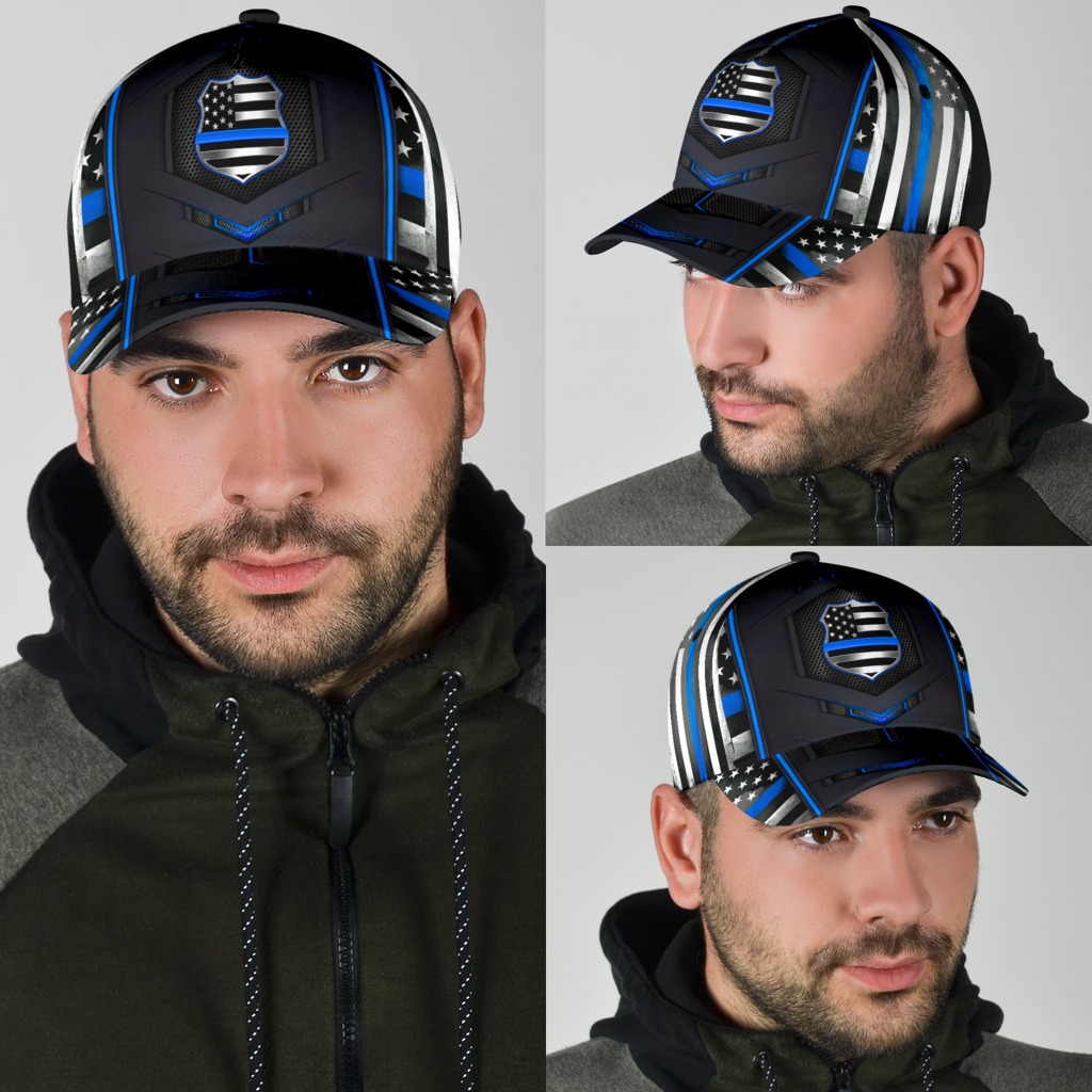 Police Blue pattern flag cap 1 Police Blue pattern flag cap