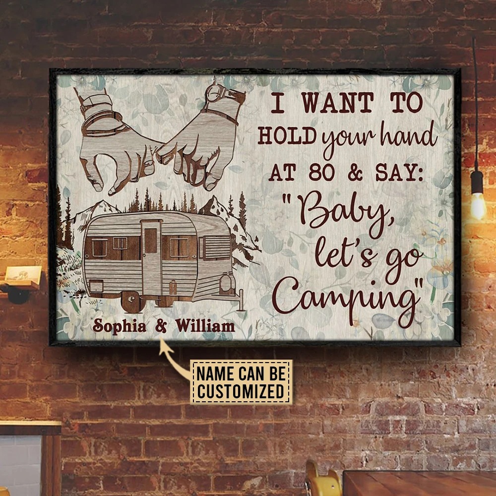 Camping I want to hold your hand custom name poster