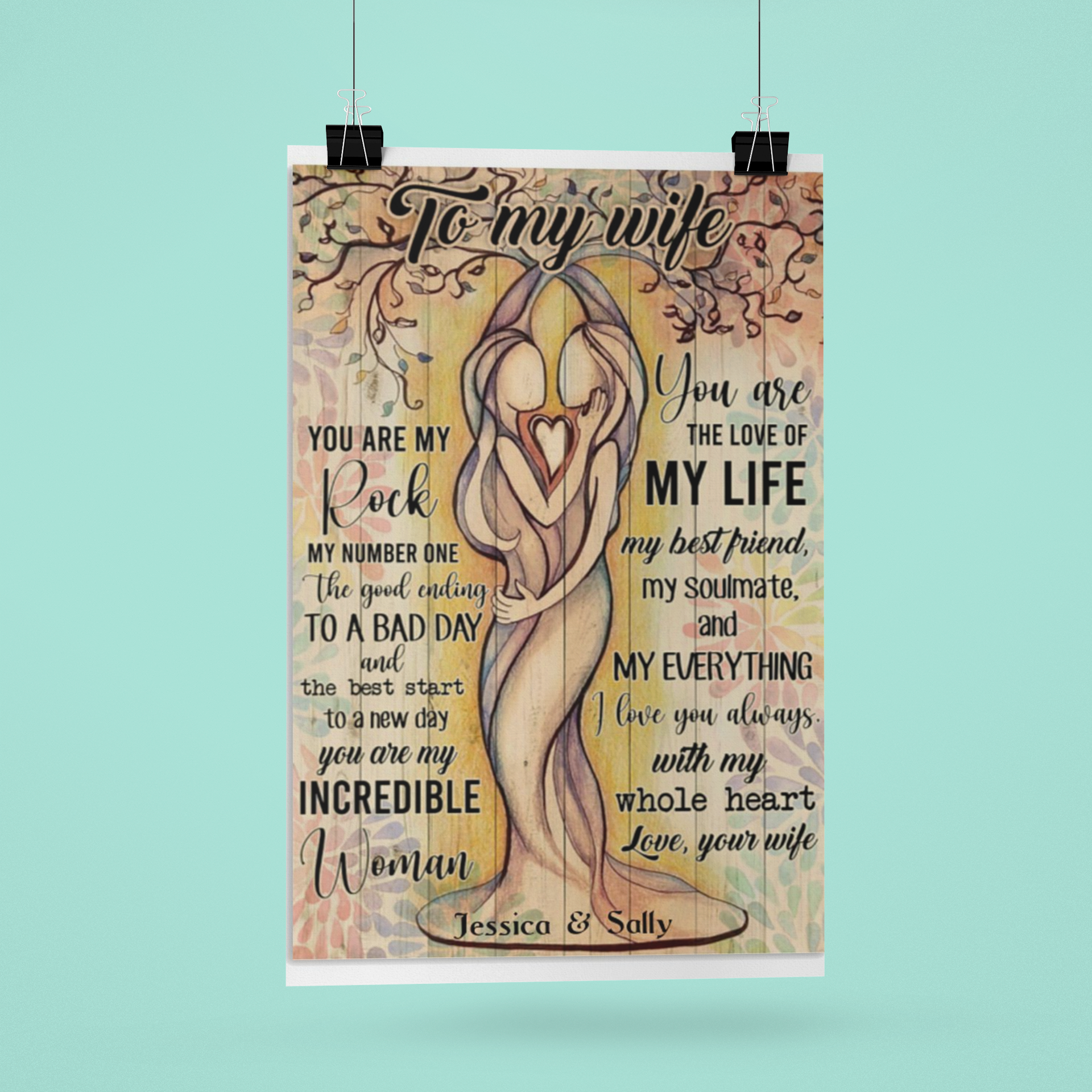 Lesbian To my wife custom personalized name poster